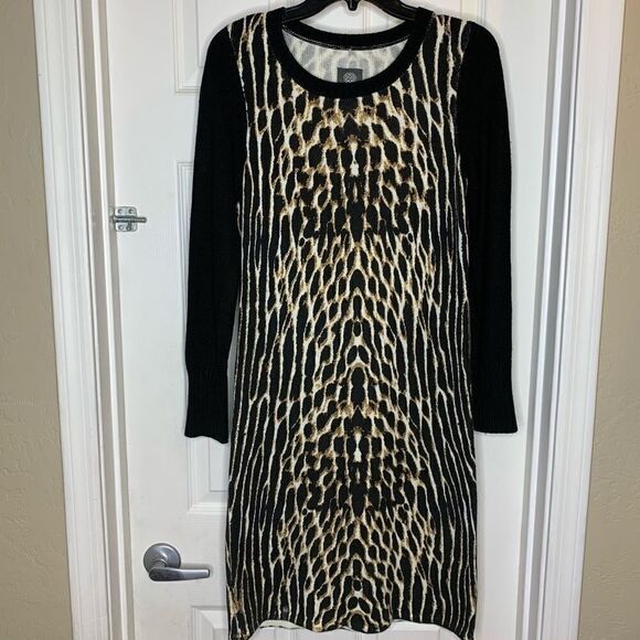 Vince Camuto Leopard Print Sweater Dress - Picture 2 of 5